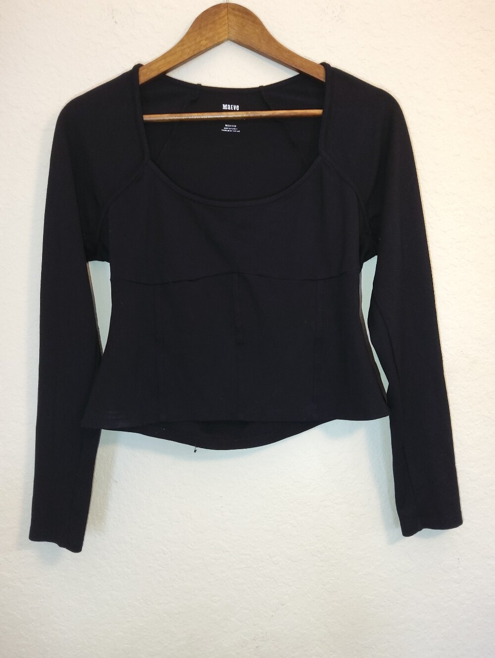 Maeve Anthropologie Crop Top Womens Medium Black Minimalist Festival Streetwear